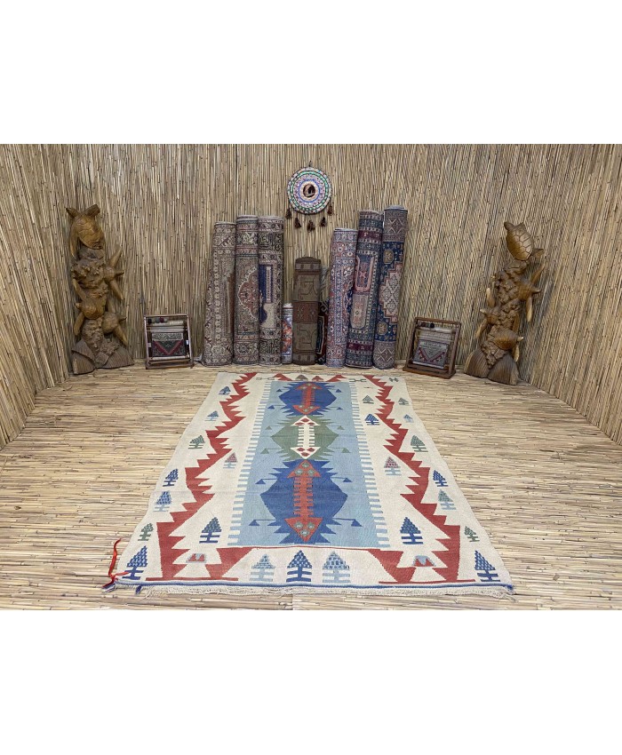 Handmade Turkish Kayseri Nomadic Original  Wool on Wool Kilim – FREE SHIPPING..!